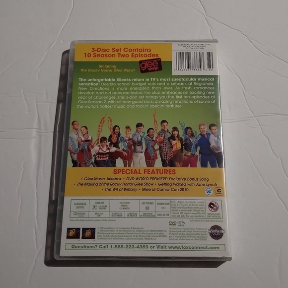 Glee Season 2 Volume 1 (DVD) With Case - Picture 2 of 2